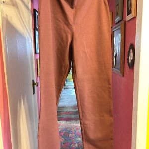 JM Collection BurgundyRust Straight Leg Pants, elastic waist. For office or gym!
